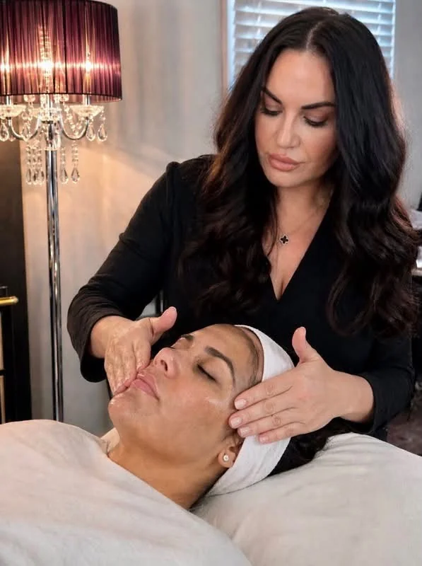 Angel giving a client a facial massage
